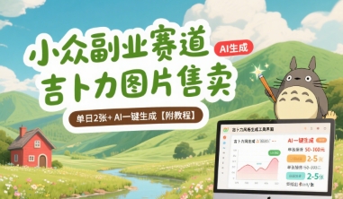 小众副业赛道 吉卜力图片售卖 单日2张+ AI一键生成【附教程】-追梦聊项目
