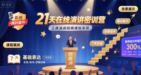 21天在线演讲密训营，王牌演讲招商课程系统-追梦聊项目