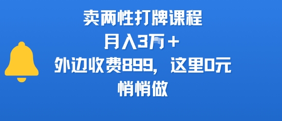 卖两性打牌课程，月入3W+外边收费899的课程，这里0元，悄悄做-追梦聊项目