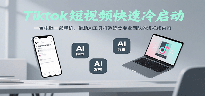 Tiktok短视频快速冷启动，一台电脑一部手机，借助AI工具打造媲美专业团队的短视频内容-追梦聊项目