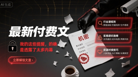 最新付费文：我的这些提醒，的确是透露了太多内幕-追梦聊项目