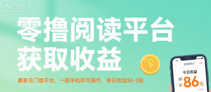 零撸阅读平台获取收益，最新无门槛平台，一部手机即可操作，单日收益50-3张【揭秘】-追梦聊项目