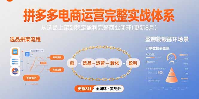拼多多电商运营完整实战体系，从选品上架到稳定盈利完整商业闭环(更新8月-追梦聊项目