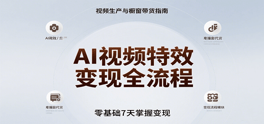AI视频特效变现全流程，零基础7天掌握视频生产到橱窗带货变现-追梦聊项目