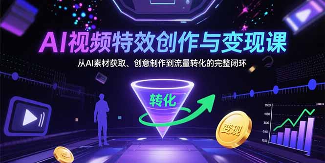 AI视频特效创作与变现课：从AI素材获取、创意制作到流量转化的完整闭环-追梦聊项目