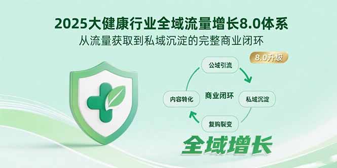 2025大健康行业全域流量增长8.0体系，从流量获取到私域沉淀的完整商业闭环-追梦聊项目