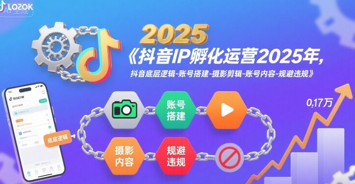 抖音IP孵化运营2025年，抖音底层逻辑-账号搭建-摄影剪辑-账号内容-规避违规-追梦聊项目