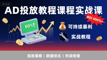 AD投放教程课程实战课，实现广告ROI300%+可持续暴利-追梦聊项目