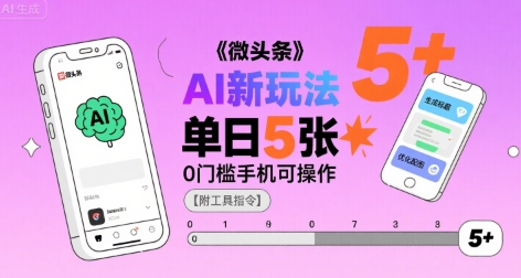 微头条AI新玩法，小白单日5张+，0门槛手机可操作【附工具指令】-追梦聊项目