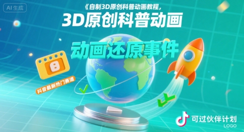 自制3D原创科普动画教程，动画还原事件，抖音最新热门赛道，可过伙伴计划-追梦聊项目