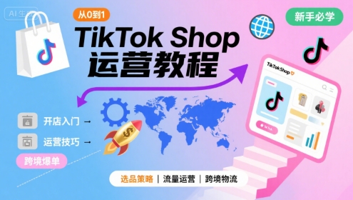 TikTok Shop从0到1运营教程，TikTok跨境电商新手必学课程-追梦聊项目