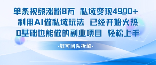 单条视频私域变现4.9k+利用AI做私域玩法 已经开始火热0基础也能做的副业项目轻松上手-追梦聊项目
