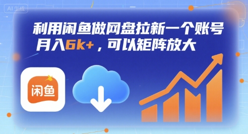 利用闲鱼做网盘拉新一个账号，月入6k+，可以矩阵放大-追梦聊项目