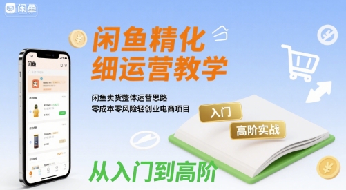 闲鱼精细化运营入门+高阶实战教学，闲鱼卖货整体运营思路，零成本零风险轻创业电商项目-追梦聊项目