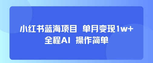 小红书蓝海项目 单月变现1w+ 全程AI 操作简单-追梦聊项目