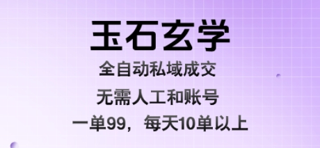 玉石玄学全自动私域成交，一单99每天十单以上，无需人工和矩阵账号，蓝海项目直接干【揭秘】-追梦聊项目