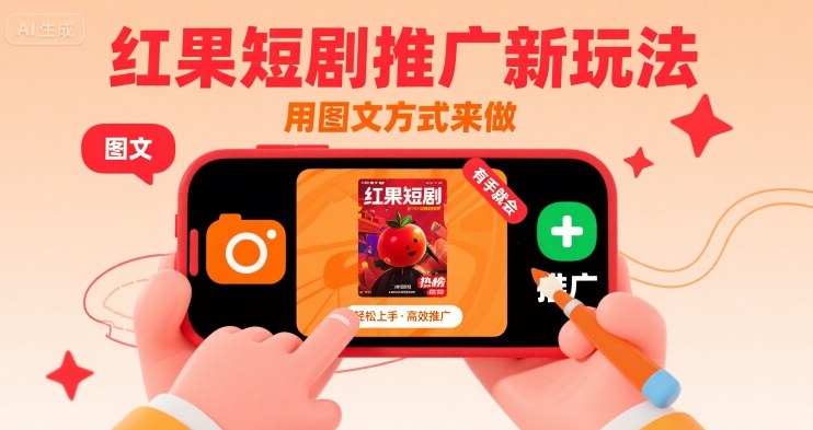 红果短剧推广新玩法，用图文方式来做，有手就会-追梦聊项目