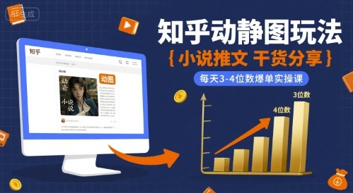 小说推文干货分享之知乎动静图玩法，每天3-4位数爆单实操课-追梦聊项目