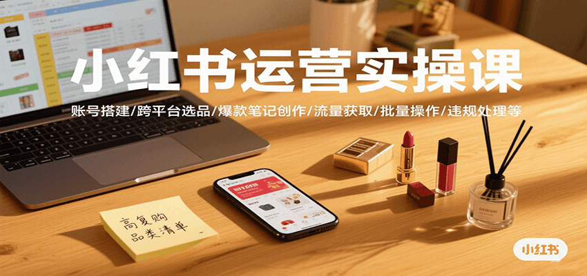 小红书运营实操课，账号搭建/跨平台选品/爆款笔记创作/流量获取/批量操作/违规处理等-追梦聊项目