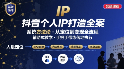 抖音个人IP系统落地实操大课，实操课程，辅助落地-追梦聊项目