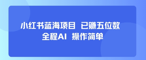 小红书蓝海项目，全程AI，操作简单，已挣五位数-追梦聊项目