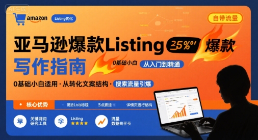 亚马逊爆款Listing写作方法，亚马逊0基础小白也能写爆款自带流量的Listing-追梦聊项目