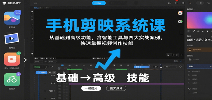 手机剪映系统课，从基础到高级功能，含智能工具与四大实战案例，快速掌握视频创作技能-追梦聊项目
