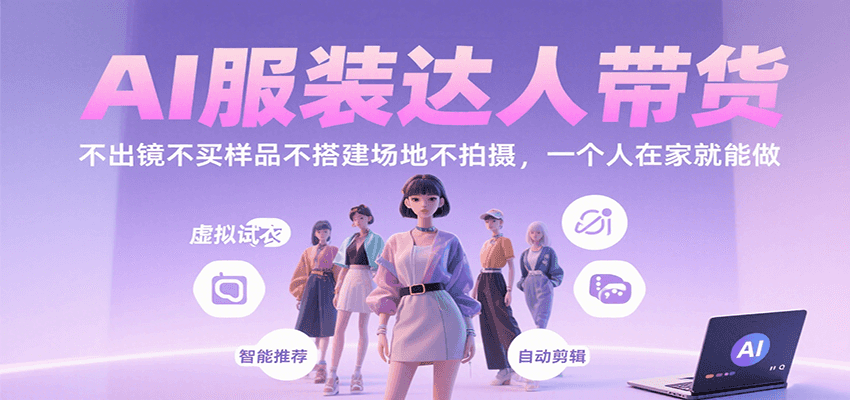 AI服装达人带货，不出镜不买样品不搭建场地不拍摄，一个人在家就能做-追梦聊项目
