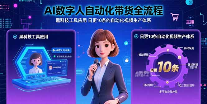 AI数字人自动化带货全流程：黑科技工具应用 日更10条的自动化视频生产体系-追梦聊项目