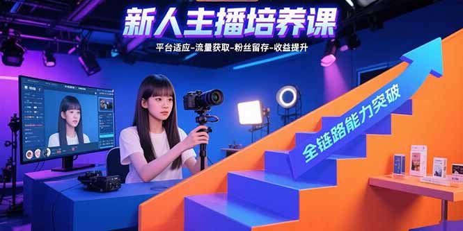 新人主播培养课：平台适应-流量获取-粉丝留存-收益提升 全链路能力突破-追梦聊项目