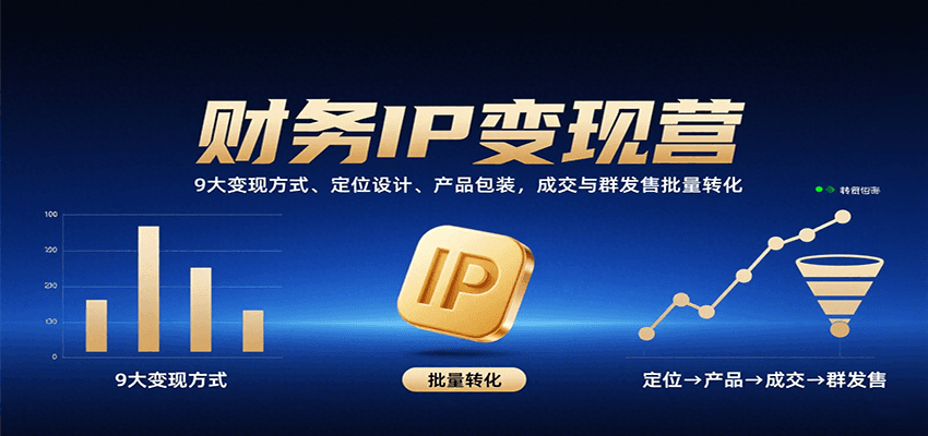 财务IP变现营：9大变现方式、定位设计、产品包装，成交与群发售批量转化-追梦聊项目
