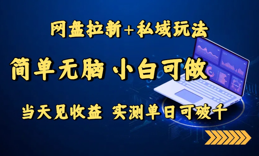 网盘拉新+私域玩法，简单无脑，小白可做，当天见收益，实测单日可破千-追梦聊项目