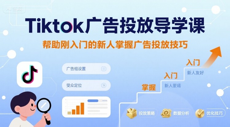 Tiktok广告投放导学课，帮助刚入门的新人掌握广告投放技巧-追梦聊项目
