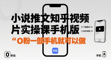 小说推文知乎视频图片实操课手机版，0粉一部手机就可以做-追梦聊项目