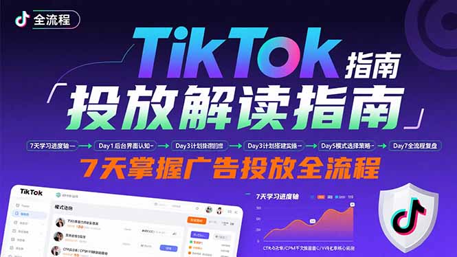 TikTok投放解读指南：后台操作/计划建立/模式选择，7天掌握广告投放全流程-追梦聊项目