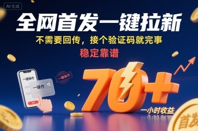 全网首发一键拉新项目，不需要回传，接个验证码就完事，稳定靠谱，一小时收益70+【揭秘】-追梦聊项目