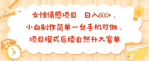 女性情感项目 小白制作简单一台手机可做 项目模式后续自然升大客单 日入6张-追梦聊项目