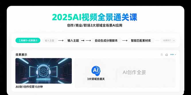 2025AI视频全景通关课：涵盖创作/商业/职场3大领域 掌握AI全场景应用-追梦聊项目
