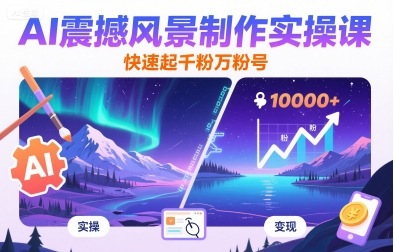 AI震撼风景制作实操课，快速起千粉万粉号-追梦聊项目