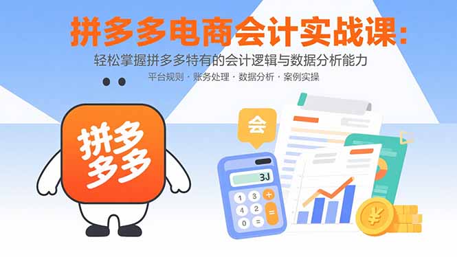 拼多多电商会计实战课：轻松掌握拼多多特有的会计逻辑与数据分析能力-追梦聊项目