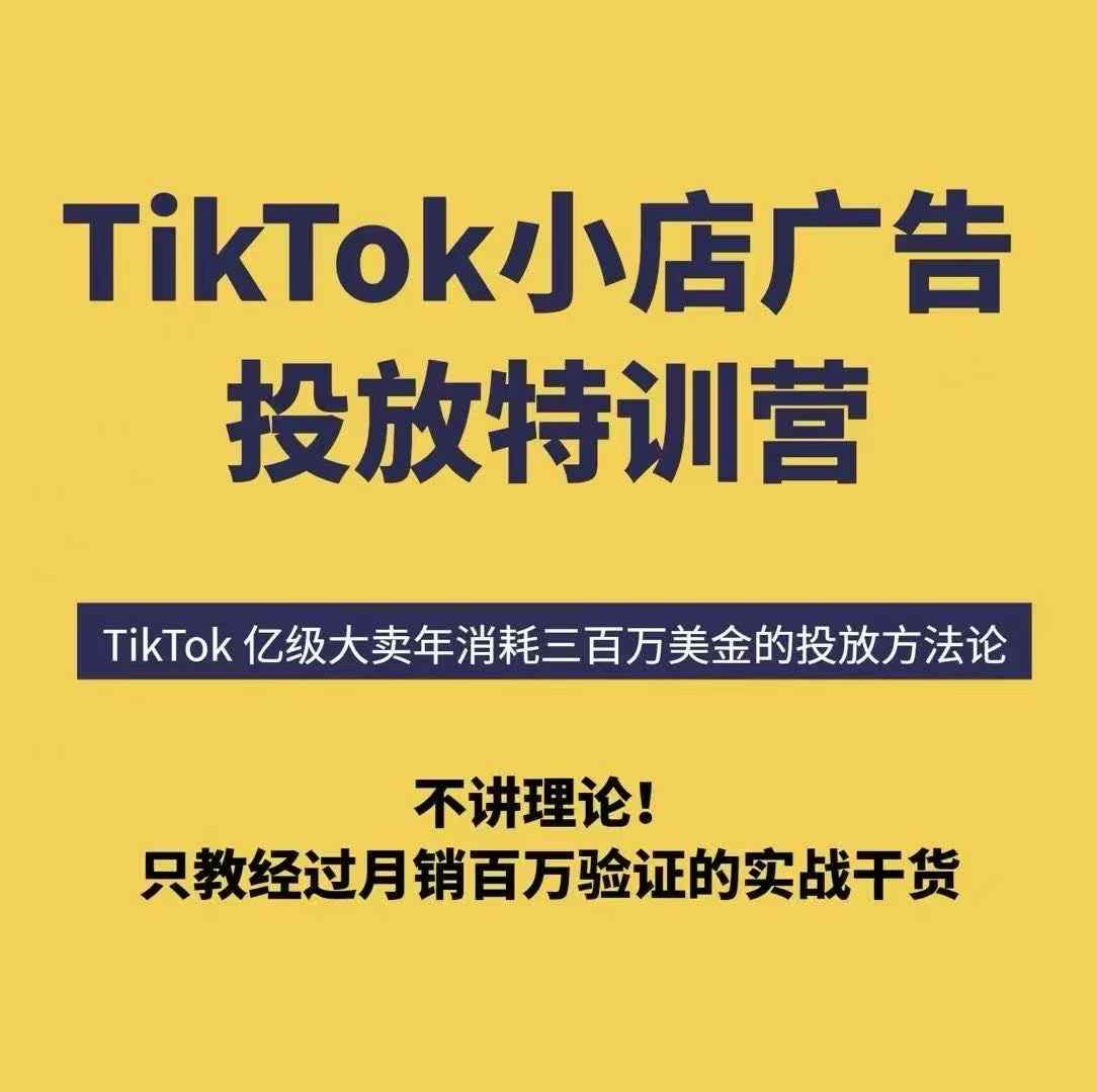 TikTok小店广告投放特训营，6天破局计划专治各种“投不动”，教你经过月销百万验证的实战干货-追梦聊项目