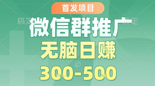 首发项目，微信群推广，一天15单，每单利润10米，无脑日入3-5张【揭秘】-追梦聊项目