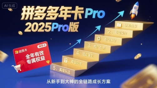 拼多多年卡2025Pro版，五大板块从认知到基础、从推广到活动、从活动到玩法-追梦聊项目