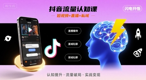抖音流量认知课，短视频+直播+私域，认知提升，闪电开悟-追梦聊项目