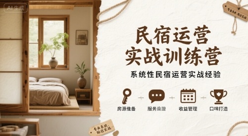 民宿运营实战训练营，系统性民宿运营实战经验-追梦聊项目