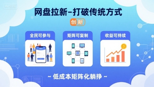网盘拉新-打破传统方式，低成本矩阵化躺挣，全民可参与、矩阵可复制、收益可持续【揭秘】-追梦聊项目
