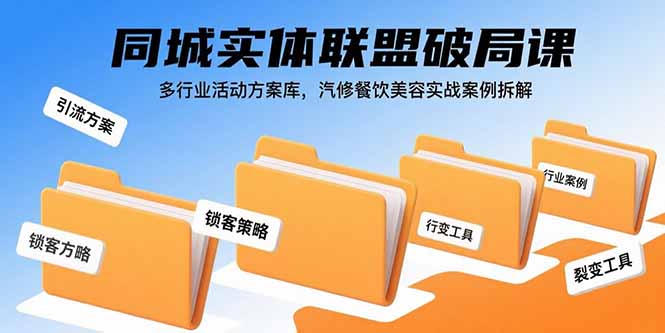 同城实体联盟破局课，多行业活动方案库，汽修餐饮美容实战案例拆解-追梦聊项目