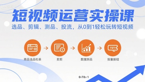 短视频运营实操课，选品、剪辑、测品、投流，从0到1轻松玩转短视频-追梦聊项目