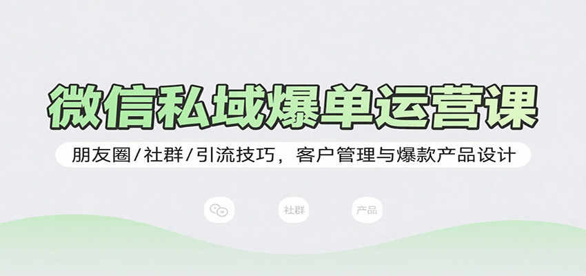 微信私域爆单运营课：朋友圈/社群/引流技巧，客户管理与爆款产品设计-追梦聊项目