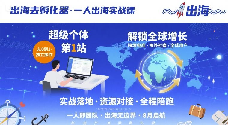 出海去孵化器，一人出海实战课，超级个体第1站，解锁全球增长-追梦聊项目